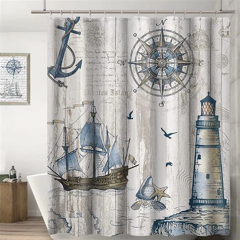 nautical shower curtain|More.